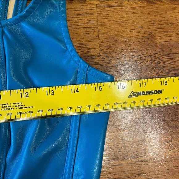 Sincerely Jules faux leather cropped corset top blue size medium bustier - Picture 3 of 9